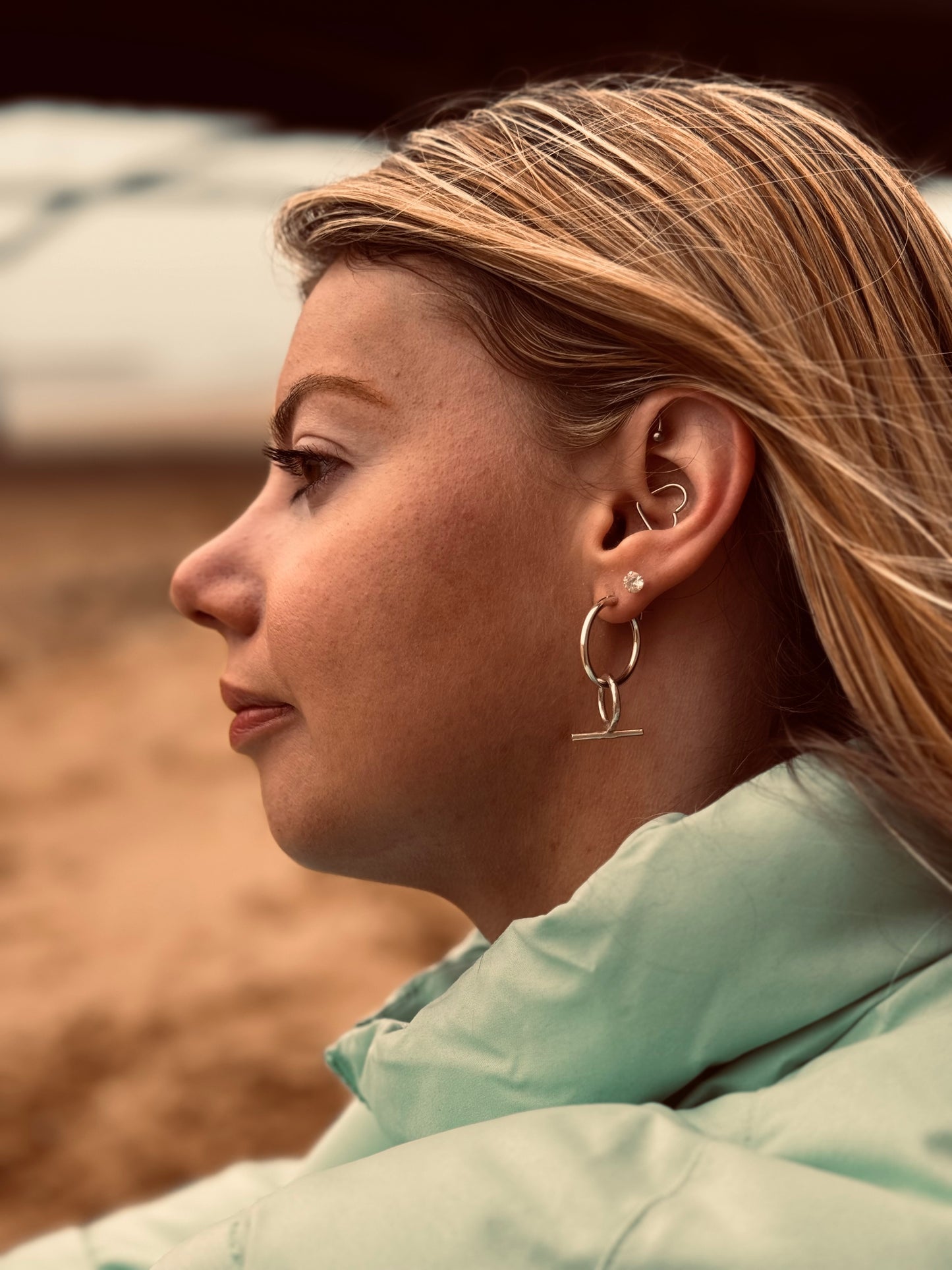 T-BAR HOOP EARRINGS